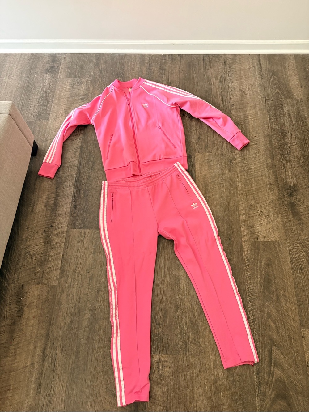 adidas Hot Pink Three-Stripe Track Jacket and Pants